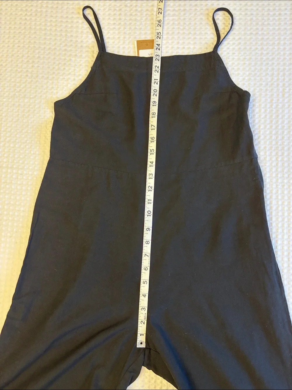 NEW! Rhythm. 12L Black Wide-Leg Linen Spaghetti-Strap Classic Jumpsuit Overalls - Picture 14 of 17